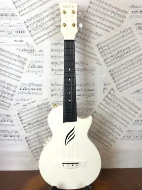 Enya Nova UE/WH EQ White Concert Slimline Ukulele with accessories