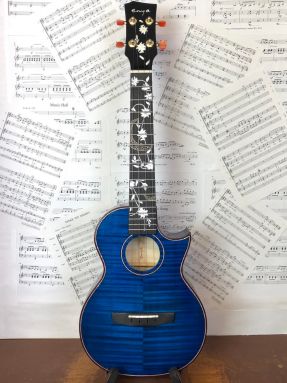 Enya EUT-Flower-Sea All Solid Flamed Maple Tenor Ukulele w/Padded Bag (38mm Nut)