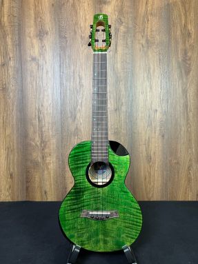 Flight COMET All Solid Flamed Maple/Mango GREEN Electro Acoustic Tenor Ukulele w/Gigbag #2