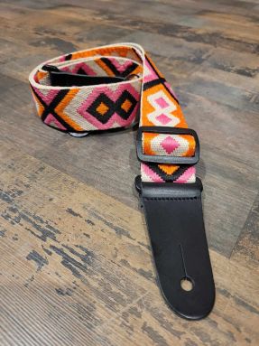 SUS Diamond Cotton Ukulele Strap - Fruit Salad Orange/Pink