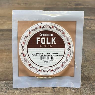D'Addario BEB037W Folk Nylon Bronze Wound Baritone Low D String 037", .94mm