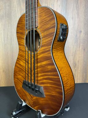 Preowned Kala UBASS EM-FS-LH Left handed Exotic Mahogany Bass Ukulele Fretted w/Gigbag