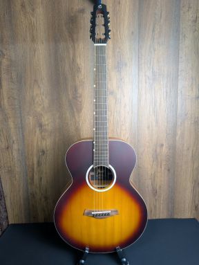 Flight Pixi TSB Solid Spruce/Mahogany Short Scale Travel Guitar w/gigbag - Tobacco Sunburst