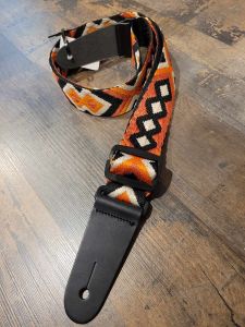 SUS Diamond Cotton Ukulele Strap - Orange Sherbert Black Back